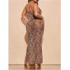 imageMakeMeChic Womens Plus Size Leopard Print Dress Cami Bodycon Party Cheetah Maxi DressesMulticolor