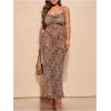 imageMakeMeChic Womens Plus Size Leopard Print Dress Cami Bodycon Party Cheetah Maxi DressesMulticolor