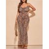 imageMakeMeChic Womens Plus Size Leopard Print Dress Cami Bodycon Party Cheetah Maxi DressesMulticolor