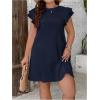 imageMakeMeChic Womens Plus Size Ruffle Cap Sleeve Short Dress Crew Neck Loose Fit Tunic Summer Dresses