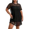 imageMakeMeChic Womens Plus Size Crochet Cover Up Hollow Out Bathing Suit Beach DressesBlack