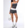 imageMakeMeChic Womens 2 Piece Outfits Contrast Binding Cami Crop Top and Shorts Summer Matching SetGrey