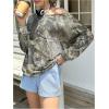 imageMakeMeChic Womens Camo Off The Shoulder Tee Shirt Long Sleeve Oversized Streetwear TopsArmy Green