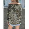 imageMakeMeChic Womens Camo Off The Shoulder Tee Shirt Long Sleeve Oversized Streetwear TopsArmy Green
