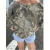 imageMakeMeChic Womens Camo Off The Shoulder Tee Shirt Long Sleeve Oversized Streetwear TopsArmy Green