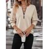 imageMakeMeChic Womens Casual Half Zip Round Neck Long Sleeve Loose Oversized Sweatshirt TopApricot