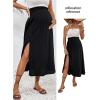 imageMakeMeChic Womens Maternity Skirt Elastic Waist Split Side Pleated Summer Pregnancy Long SkirtsBlack