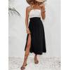 imageMakeMeChic Womens Maternity Skirt Elastic Waist Split Side Pleated Summer Pregnancy Long SkirtsBlack