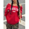 imageMakeMeChic Womens Off the Shoulder Sweatshirt Y2K Oversized Sweatshirt Tops PulloversRed