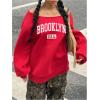 imageMakeMeChic Womens Off the Shoulder Sweatshirt Y2K Oversized Sweatshirt Tops PulloversRed