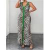 imageMakeMeChic Womens Plus Size Leopard Print Dress Deep V Neck Split Sleeveless Maxi DressMulticolor