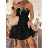 imageMakeMeChic Womens Plus Size Strapless Ruffle Tiered Flowy Tube Dress Shirred Bandeau Short DressesBlack