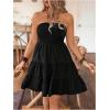 imageMakeMeChic Womens Plus Size Strapless Ruffle Tiered Flowy Tube Dress Shirred Bandeau Short DressesBlack
