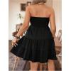 imageMakeMeChic Womens Plus Size Strapless Ruffle Tiered Flowy Tube Dress Shirred Bandeau Short DressesBlack