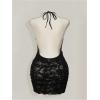 imageMakeMeChic Womens Plus Size Summer Halter Dress Sleeveless Bodycon Y2K Mini DressesBlack