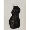 imageMakeMeChic Womens Plus Size Summer Halter Dress Sleeveless Bodycon Y2K Mini DressesBlack