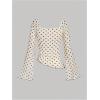 imageMakeMeChic Womens Polka Dots Tops Bell Sleeve Mesh Square T Shirt Asymmetrical Bow Tie Going Out TopsMulticolor