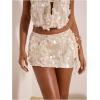 imageMakeMeChic Womens Sequin Sparkly Skirt Y2K Fall Glitter Club Micro Mini SkirtsApricot