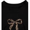 imageMakeMeChic Womens Summer Cheetah Print Bow Crop Tops Crew Neck Short Sleeve Y2k Tee ShirtBlack