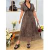 imageMakeMeChic Womens Summer Y2K Plus Size Midi Dress Cheetah Print Lace Trim A Line DressesMulticolor