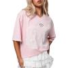 imageMakeMeChic Womens Lace Number Print Short Sleeve V Neck Loose Fit Jersey Shirts Tee TopsLight Pink