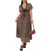 imageMakeMeChic Womens Summer Y2K Plus Size Midi Dress Cheetah Print Lace Trim A Line DressesMulticolor