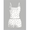 imageMakeMeChic Womens 2 Piece Cute Pajama Set Cartoon Print Ruched Cami Crop Tops and Shorts Lounge SetsWhite