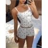 imageMakeMeChic Womens 2 Piece Cute Pajama Set Cartoon Print Ruched Cami Crop Tops and Shorts Lounge SetsWhite