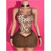 imageMakeMeChic Womens 2 Piece Outfits Cheetah Print Crop Tank Top and Faux Fur Mini Skirt Clothing SetBrown