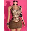 imageMakeMeChic Womens 2 Piece Outfits Cheetah Print Crop Tank Top and Faux Fur Mini Skirt Clothing SetBrown