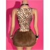 imageMakeMeChic Womens 2 Piece Outfits Cheetah Print Crop Tank Top and Faux Fur Mini Skirt Clothing SetBrown
