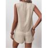imageMakeMeChic Womens 2 Piece Outfits Sleeveless Button Blazer Vest Tops and Shorts Summer SetBeige