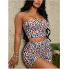 imageMakeMeChic Womens 2 Piece Y2k Outfit Butterfly Leopard Print Strapless Tube Crop Tops and Shorts SetMulticolor