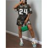 imageMakeMeChic Womens 2 Piece Y2k Outfit Camo Number Print V Neck Jersey Tops and Shorts SetMulticolor