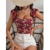 imageMakeMeChic Womens Boho Floral Camisole Sleeveless Square Neck Ruffle Summer Tank Top