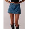 imageMakeMeChic Womens Denim Skorts Straight Leg Zip Fly Vintage 90s Summer Jean Shorts StreetwearBlue