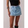 imageMakeMeChic Womens Denim Skorts Straight Leg Zip Fly Vintage 90s Summer Jean Shorts StreetwearLight Wash