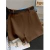 imageMakeMeChic Womens Dressy Shorts Pleated Work Office Dressy Wide Leg Business Shorts Without BeltCoffee Brown