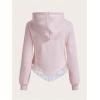 imageMakeMeChic Womens Fall Tops Floral Lace Frill Trim Sweatshirts Long Sleeve Zip Up HoodiesPink