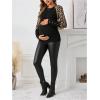 imageMakeMeChic Womens Leopard Print Maternity Tee Shirt Leopard Print Long Sleeve Round Neck Pregnancy TopsBlack