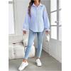 imageMakeMeChic Womens Maternity Blouse Fall Striped Long Sleeve Pregnancy Button Down ShirtsBlue