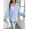 imageMakeMeChic Womens Maternity Blouse Fall Striped Long Sleeve Pregnancy Button Down ShirtsBlue