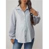 imageMakeMeChic Womens Maternity Blouse Fall Striped Long Sleeve Pregnancy Button Down ShirtsBlue a