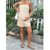imageMakeMeChic Womens Maternity Cami Romper Square Neck Knot Side Sleeveless Pregnancy Short JumpsuitApricot