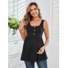 imageMakeMeChic Womens Maternity Tank Top Square Neck Button Front Ruffle Sleeveless Pregnancy ShirtBlack