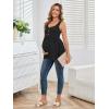 imageMakeMeChic Womens Maternity Tank Top Square Neck Button Front Ruffle Sleeveless Pregnancy ShirtBlack