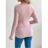imageMakeMeChic Womens Maternity Tee Shirt Long Sleeve V Neck Rib Knitted Belted Casual Pregnancy TopsPink