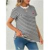 imageMakeMeChic Womens Maternity Tee Striped Crew Neck Short Sleeve Pregnancy T Shirt TopsBlack