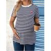 imageMakeMeChic Womens Maternity Tee Striped Crew Neck Short Sleeve Pregnancy T Shirt TopsBlue
