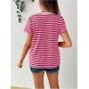 imageMakeMeChic Womens Maternity Tee Striped Crew Neck Short Sleeve Pregnancy T Shirt TopsHot Pink